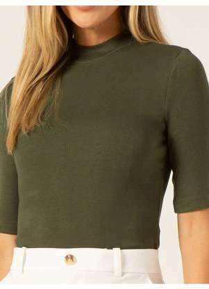 Principessa - Blusa Canelada Gola Alta Verde Militar Bertha - PRINCIPESSA