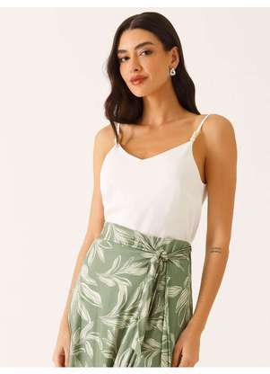 Principessa - Blusa com Alça Decote V em Viscose Off White Rubiane - PRINCIPESSA