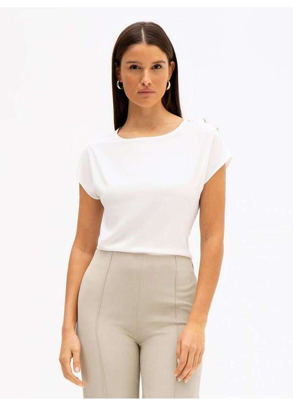 Principessa - Blusa com Decote Canoa Off White Maisa