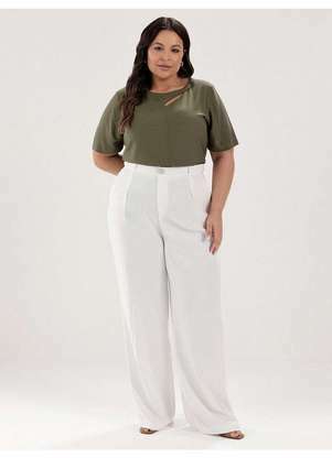 Principessa - Blusa Manga Curta com Gota e Botão Plus Size Verde Musgo Leona - PRINCIPESSA