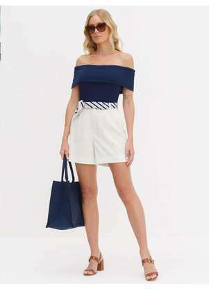 Principessa - Blusa Ombro a Ombro de Malha Canelada Marinho Gracy - PRINCIPESSA