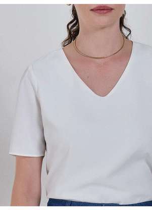 Principessa - Blusa Feminina Off White de Manga Curta Nubia - PRINCIPESSA