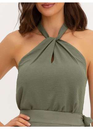 Principessa - Blusa Frente Única em Crepe Verde Oliva Petra - PRINCIPESSA