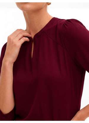 Principessa - Blusa Manga 7/8 em Crepe Vermelho Bordô Cirlane - PRINCIPESSA