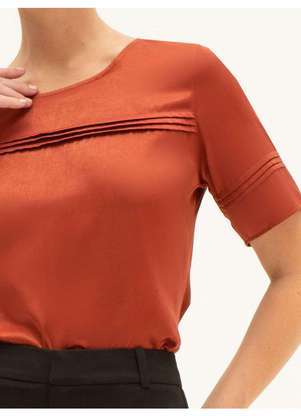 Principessa - Blusa Manga Curta Acetinada Ferrugem Raiany - PRINCIPESSA