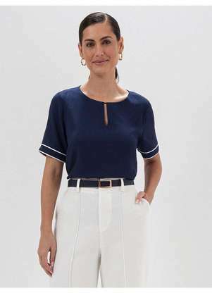 Principessa - Blusa Manga Curta com Filetes Contrastantes Iracema - PRINCIPESSA