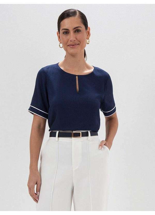 Principessa - Blusa Manga Curta com Filetes Contrastantes Iracema