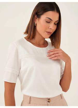 Principessa - Blusa Manga Curta Acetinada Off White Raiany - PRINCIPESSA