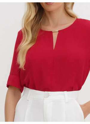 Principessa - Blusa Manga Curta em Crepe Vermelho Nadina - PRINCIPESSA