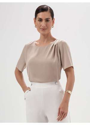 Principessa - Blusa Manga Curta em Crepe Nude Marta - PRINCIPESSA
