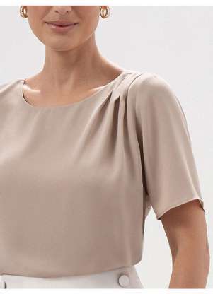 Principessa - Blusa Manga Curta em Crepe Nude Marta - PRINCIPESSA