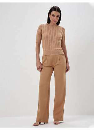 Principessa - Blusa Manga Curta em Tricot Mocha Mousse Talita - PRINCIPESSA