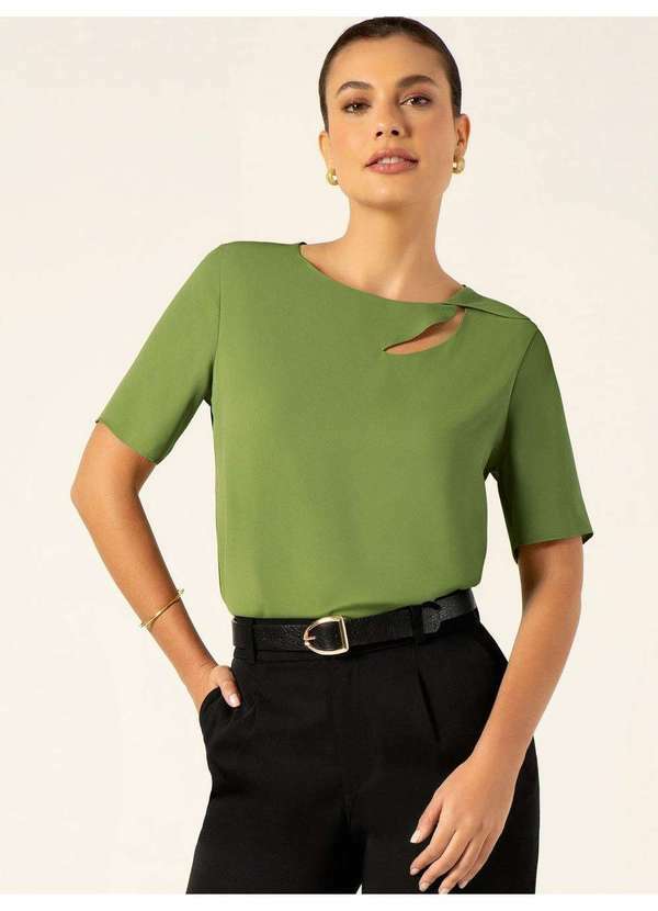 Principessa - Blusa Manga Curta Verde Leomara