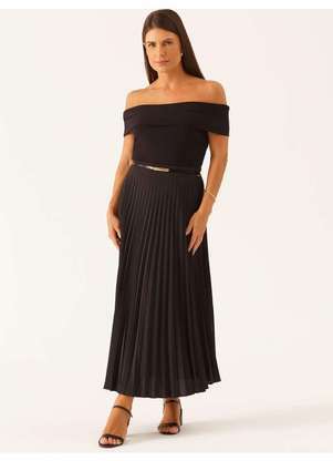 Principessa - Blusa Ombro a Ombro de Malha Canelada Preto Graciany - PRINCIPESSA