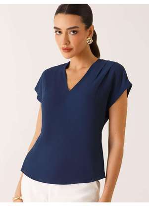 Principessa - Blusa Ombros Deslocados em Crepe Marinho Mônica - PRINCIPESSA