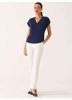Principessa - Blusa Ombros Deslocados em Crepe Marinho Mônica - PRINCIPESSA