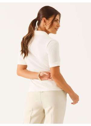 Principessa - Blusa Polo em Malha Texturizada Off White Talira - PRINCIPESSA
