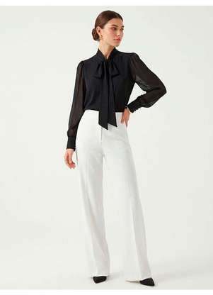 Principessa - Blusa de Crepe com Laço Preta Vanilde - PRINCIPESSA