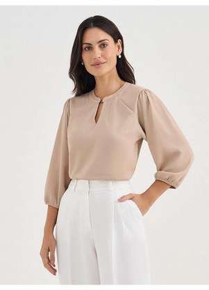 Principessa - Blusa Manga 7/8 em Crepe Fendi Andressa - PRINCIPESSA