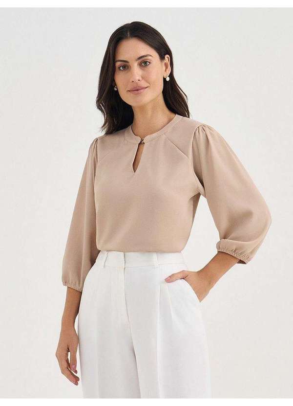Principessa - Blusa Manga 7/8 em Crepe Fendi Andressa