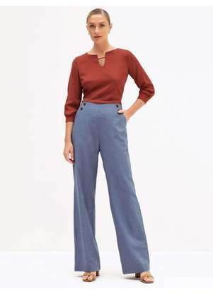Principessa - Blusa Manga 7/8 em Viscose Terracota Fabrine - PRINCIPESSA
