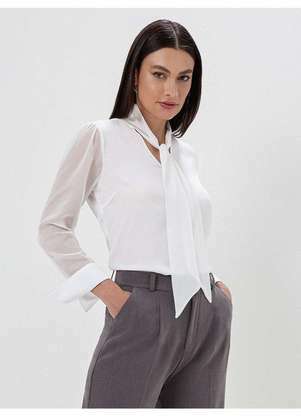 Principessa - Blusa Manga Longa com Laço Off White Rosali - PRINCIPESSA