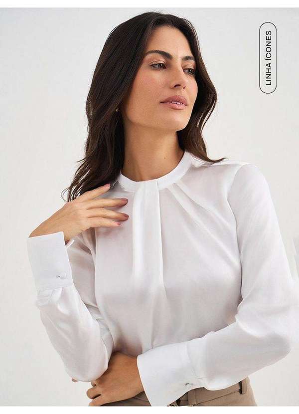 Principessa - Blusa Manga Longa em Seda Off White Valquiria