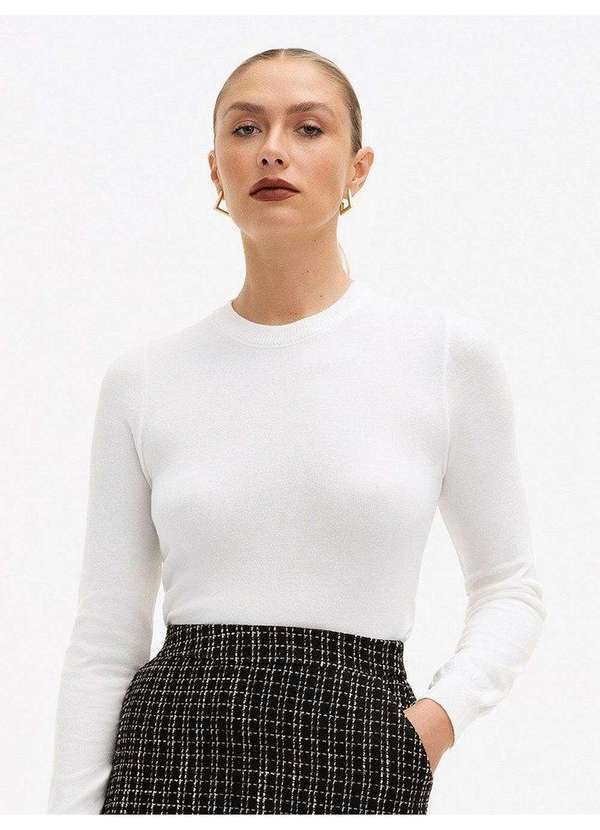 Principessa - Blusa Manga Longa em Tricot Off White Teodora