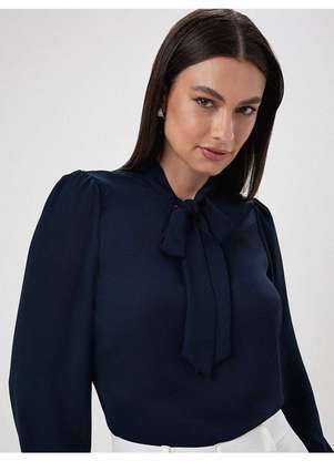 Principessa - Blusa Manga Longa Gola Laço Marinho Sandra - PRINCIPESSA