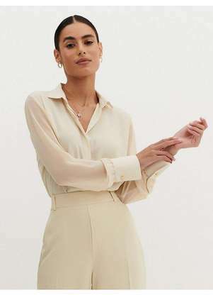 Principessa - Camisa Social Feminina com Mangas Transparentes Aveia Inara - PRINCIPESSA