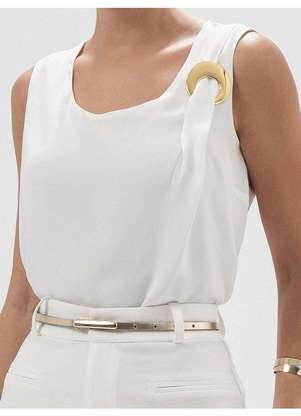 Principessa - Blusa sem Manga de Crepe Off White Morgana - PRINCIPESSA