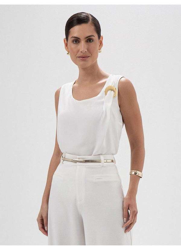 Principessa - Blusa sem Manga de Crepe Off White Morgana