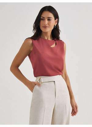 Principessa - Blusa sem Manga de Crepe Rosa Terracota Bruna - PRINCIPESSA