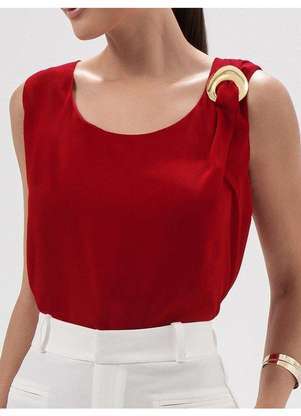 Principessa - Blusa sem Manga de Crepe Vermelho Michele - PRINCIPESSA