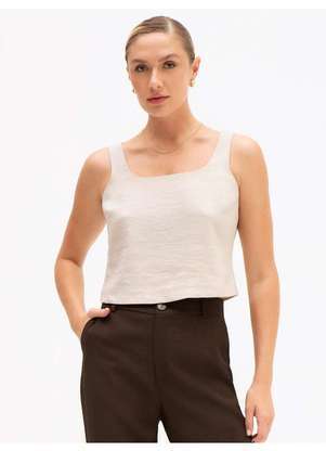 Principessa - Blusa sem Manga em Viscose Fluid Aveia Geralda - PRINCIPESSA