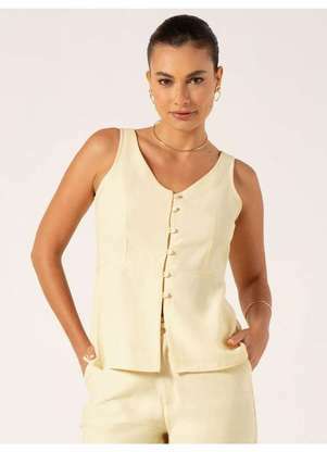 Principessa - Blusa sem Manga em Viscose Amarelo Manteiga Jaciara - PRINCIPESSA