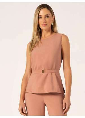 Principessa - Blusa sem Manga em Viscose Rosa Vintage Kerolyn - PRINCIPESSA
