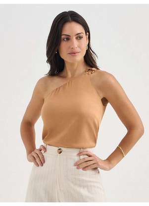 Principessa - Blusa Ombro Só em Viscose Camel Eunice - PRINCIPESSA
