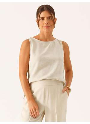 Principessa - Blusa sem Mangas Decote Redondo em Crepe Aveia Vanusa - PRINCIPESSA