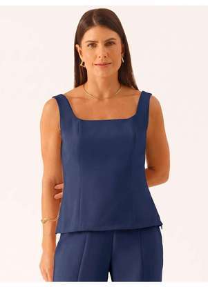 Principessa - Blusa Alfaiataria com Alças Decote Reto Marinho Bielly - PRINCIPESSA