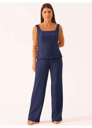 Principessa - Blusa Alfaiataria com Alças Decote Reto Marinho Bielly - PRINCIPESSA