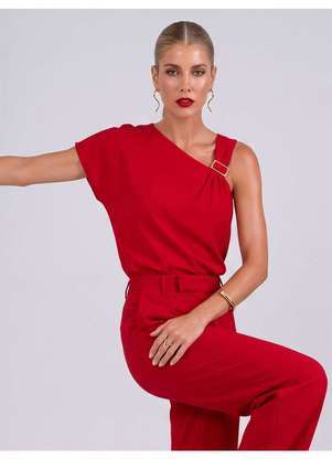 Principessa - Blusa Assimétrica com Aviamento em Viscose Vermelho Maelys - PRINCIPESSA