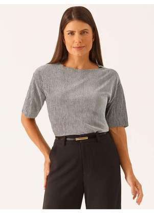 Principessa - Blusa com Manga Curta em Malha Cinza Edivane - PRINCIPESSA