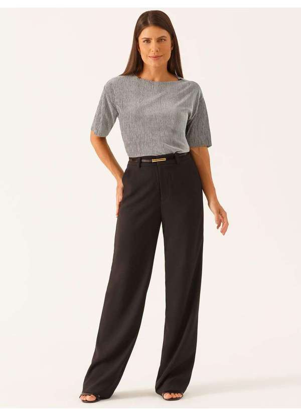 Principessa - Blusa com Manga Curta em Malha Cinza Edivane 3