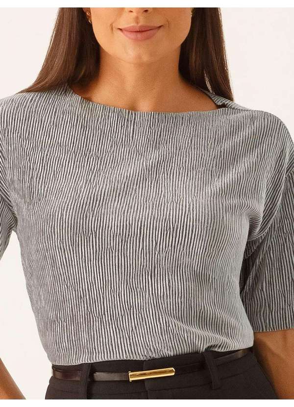 Principessa - Blusa com Manga Curta em Malha Cinza Edivane 4