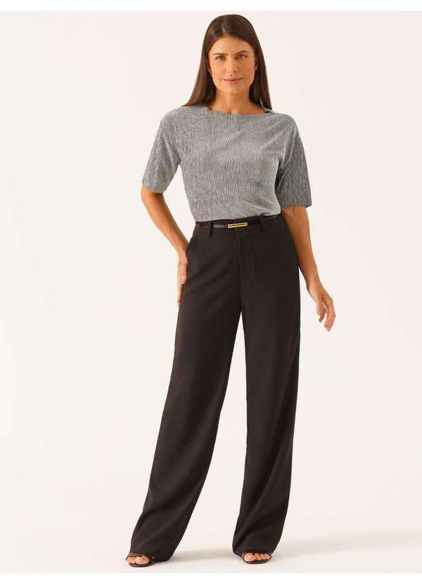 Principessa - Blusa com Manga Curta em Malha Cinza Edivane 5