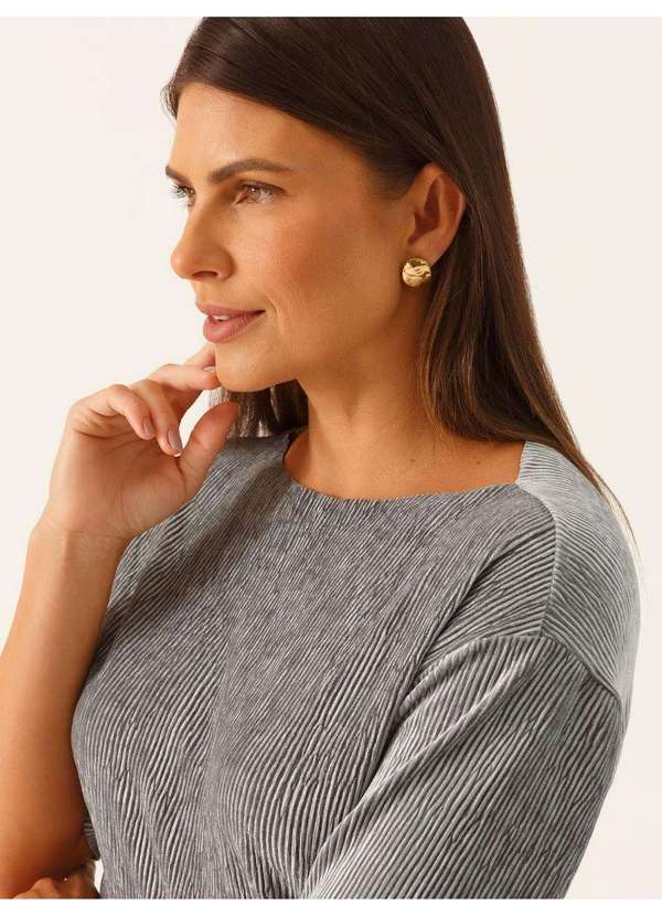Principessa - Blusa com Manga Curta em Malha Cinza Edivane 9