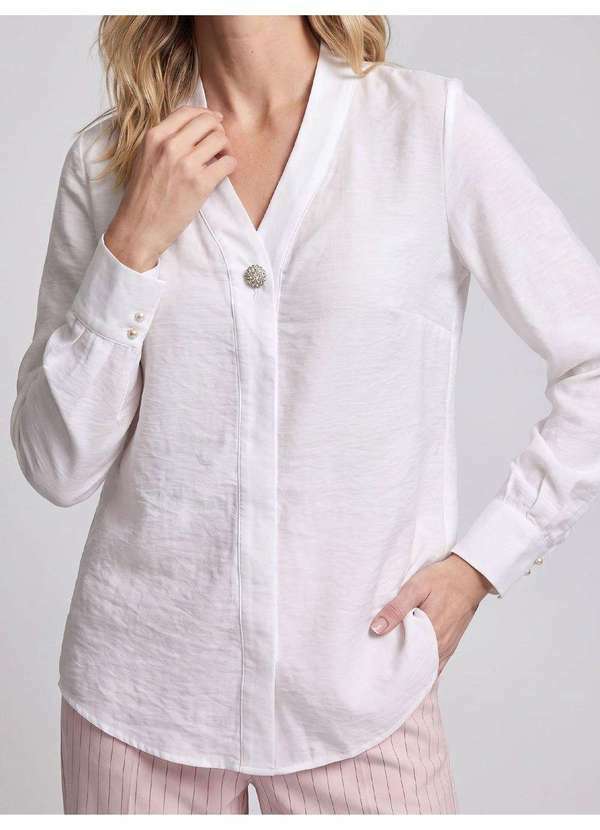 Principessa - Blusa de Alfaiataria Manga Longa Off White Elena