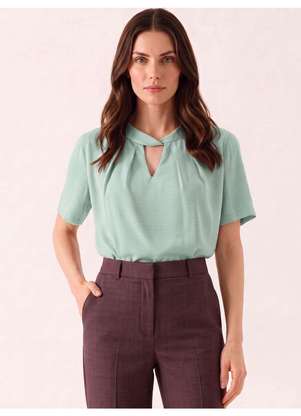 Principessa - Blusa Feminina com Gola Torcida Verde Menta Eliana - PRINCIPESSA