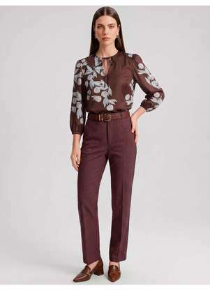 Principessa - Blusa Manga 7/8 em Crepe Estampado Floral Adelaine - PRINCIPESSA